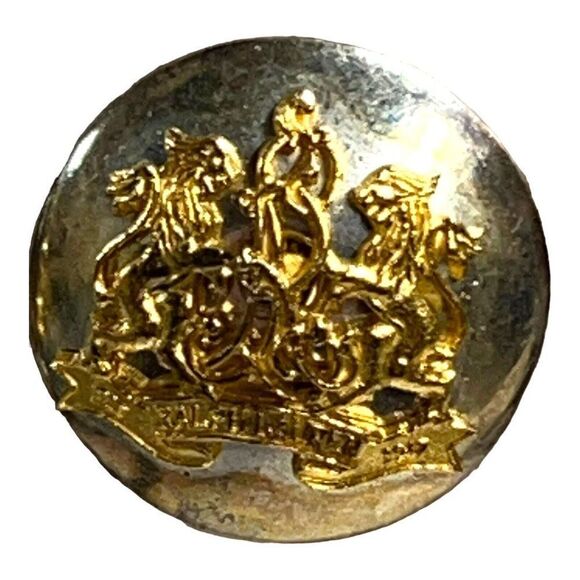 Vintage Ralph Lauren Signet Lion Crest Sterling Button Earring Gold Clip On RARE - Picture 3 of 8
